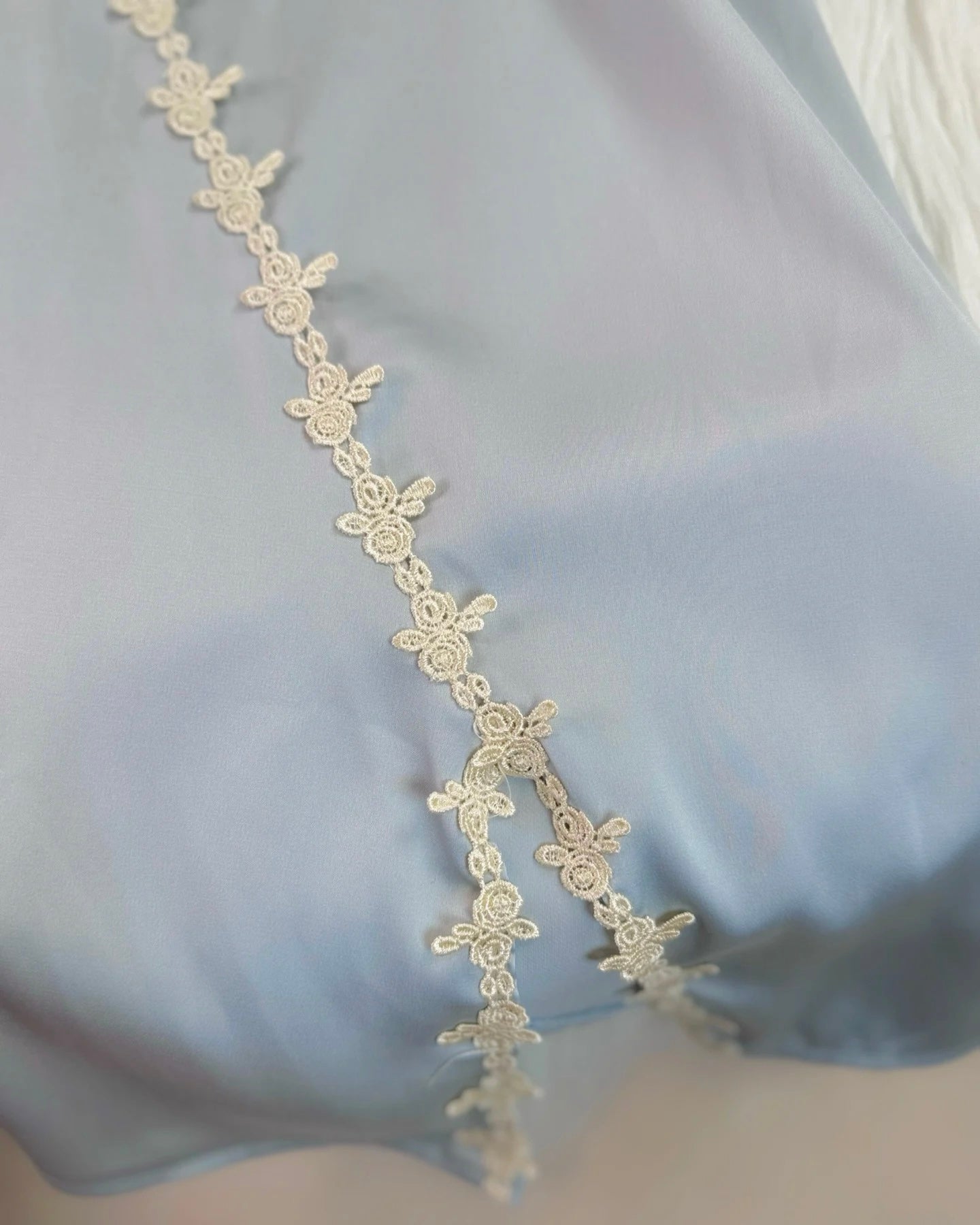 Daphne Floral Embroidery Nightie Blue