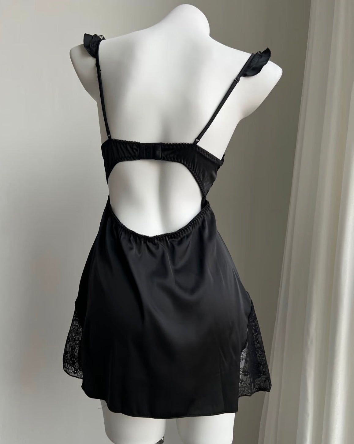 Lainey Embroidered Corset Nightie Black