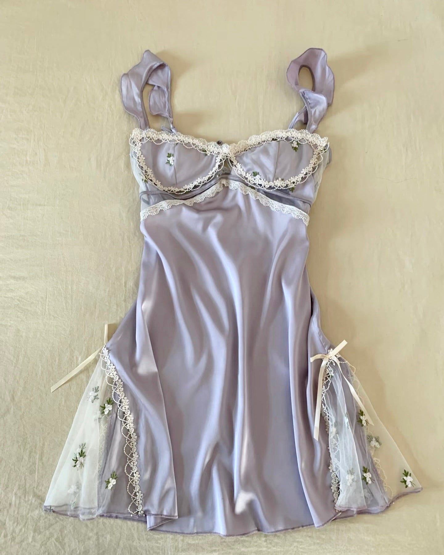 Odette Floral Embroidery Nightie in Purple
