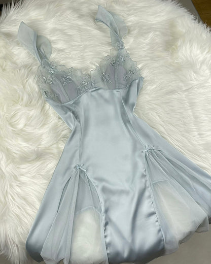 Layla Satin Nightie in Baby Blue