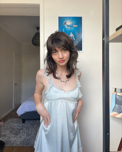 Baby Powder Satin Nightie in Blue