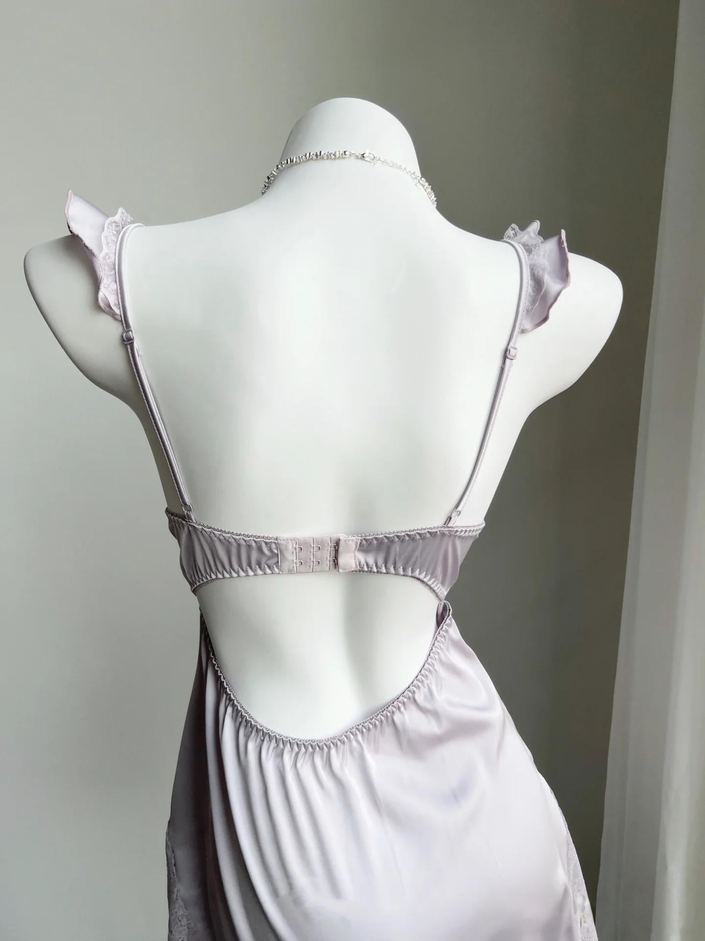 ˖ . ݁new. ݁₊ Lainey Embroidered Satin Corset Nightie in Purple