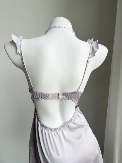 ˖ . ݁new. ݁₊ Lainey Embroidered Satin Corset Nightie in Purple