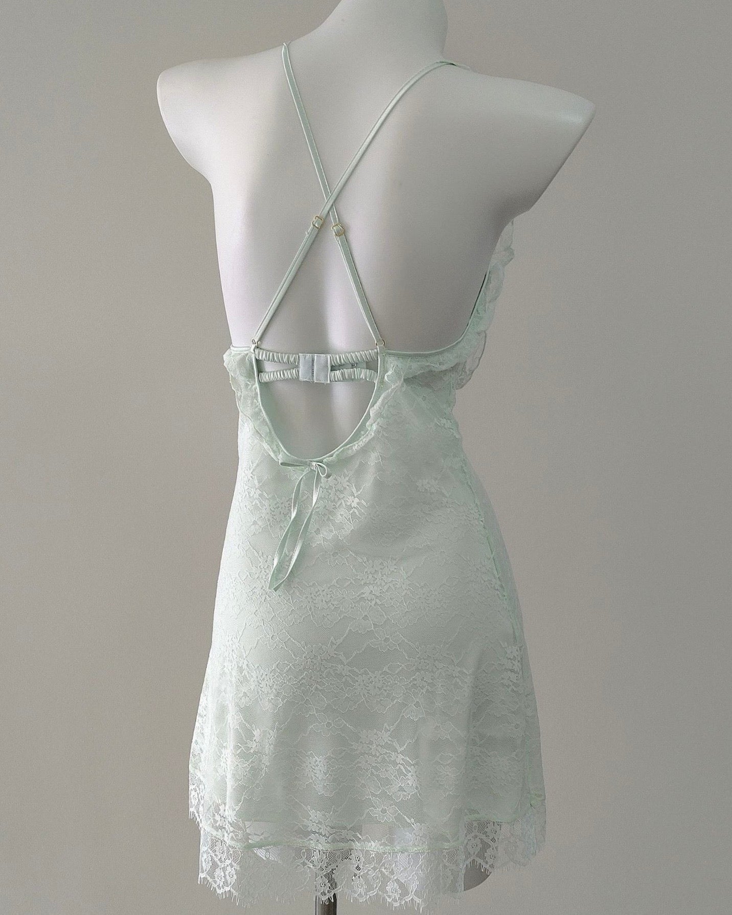 Lottie mint floral lace nightie with ruffle straps and A-line skirt – Giulietta Lounge