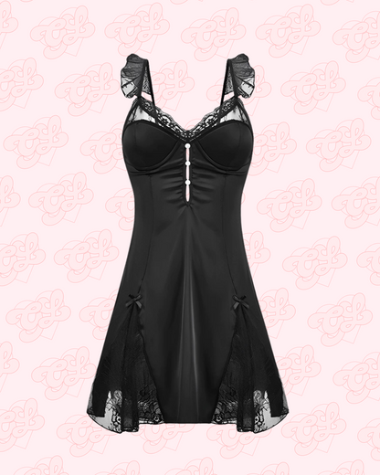 Juliet Satin Nightie in Black