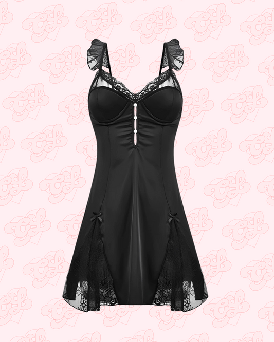 Juliet Satin Nightie in Black
