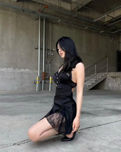 Juliet Satin Nightie Black