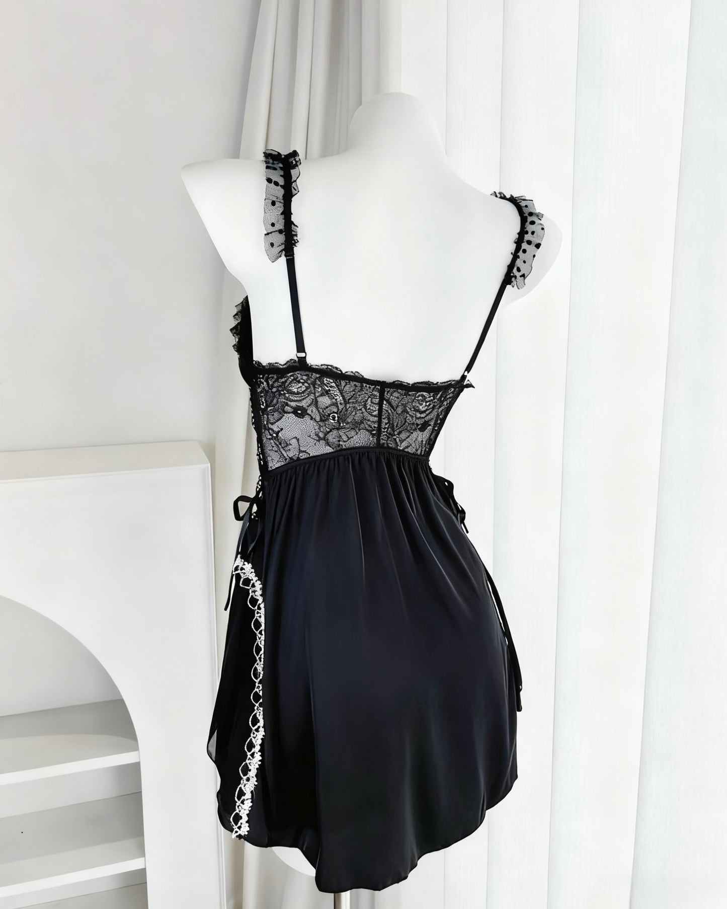 Maisie Satin Nightie in Black