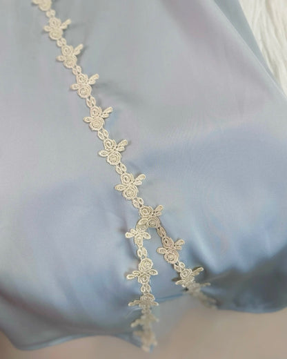 Daphne Floral Embroidery Nightie in Blue