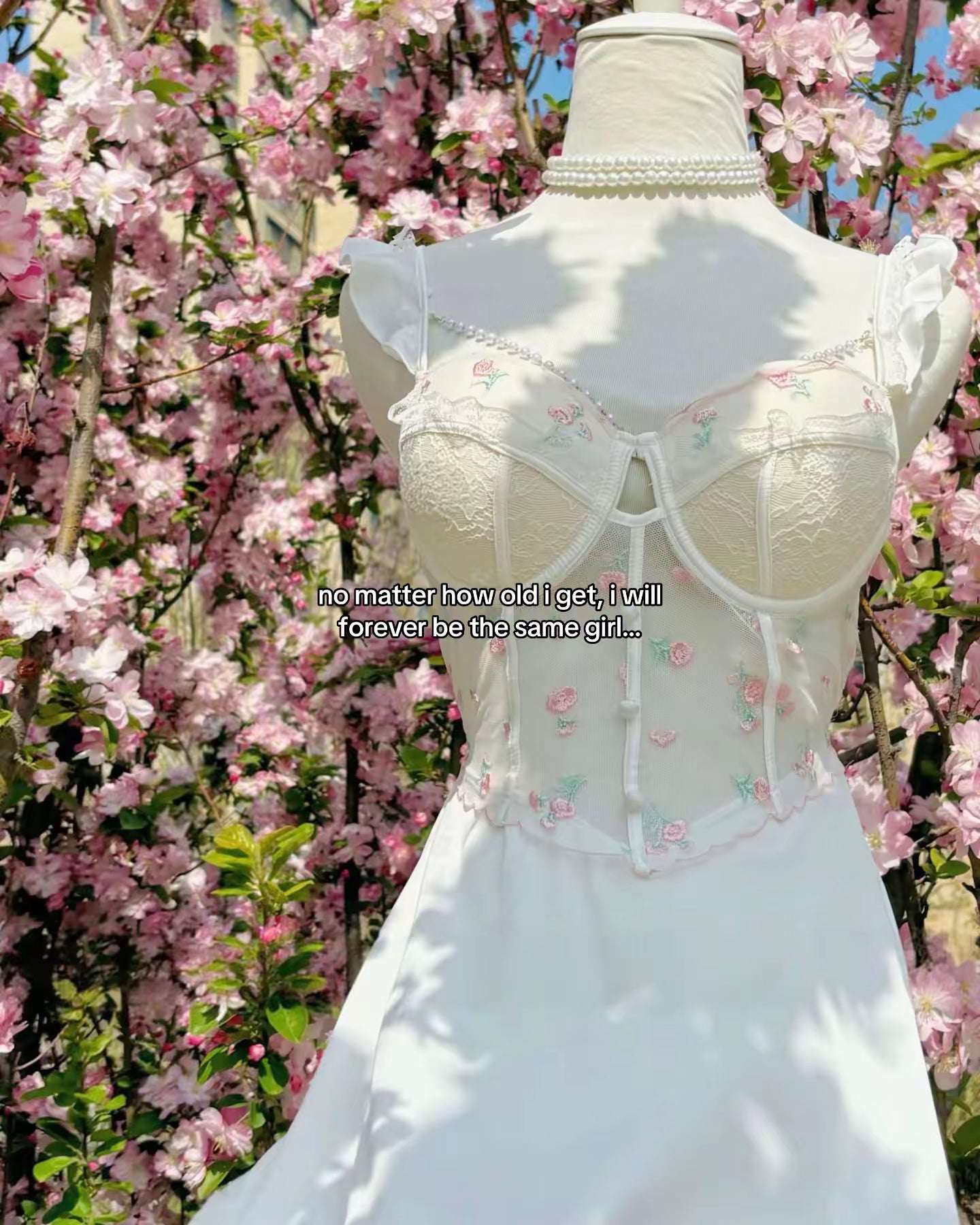 Lainey Embroidered Corset Nightie in White