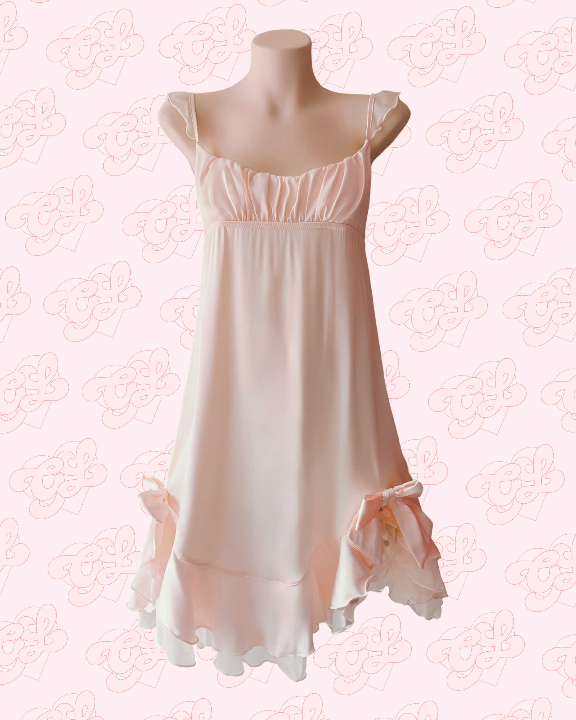 Emmie Satin Nightie Pink Bow & Flutter Strap Sleepwear | Giulietta Lounge Emmie Satin Nightie Pink Bow & Flutter Strap Sleepwear | Giulietta Lounge