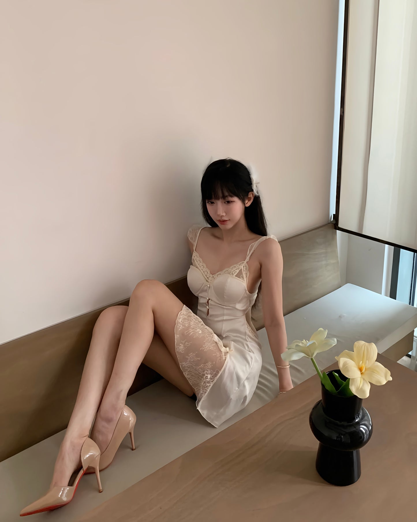 Juliet Satin Nightie in Ivory
