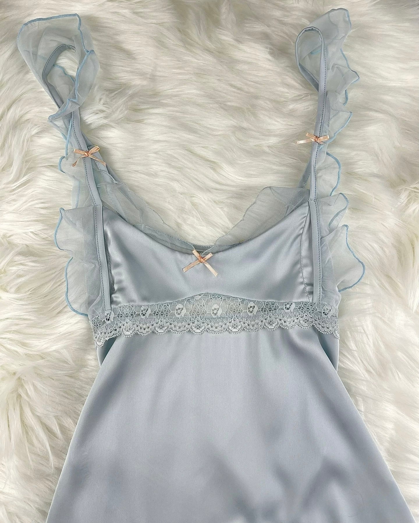 Baby Powder Satin Nightie in Blue