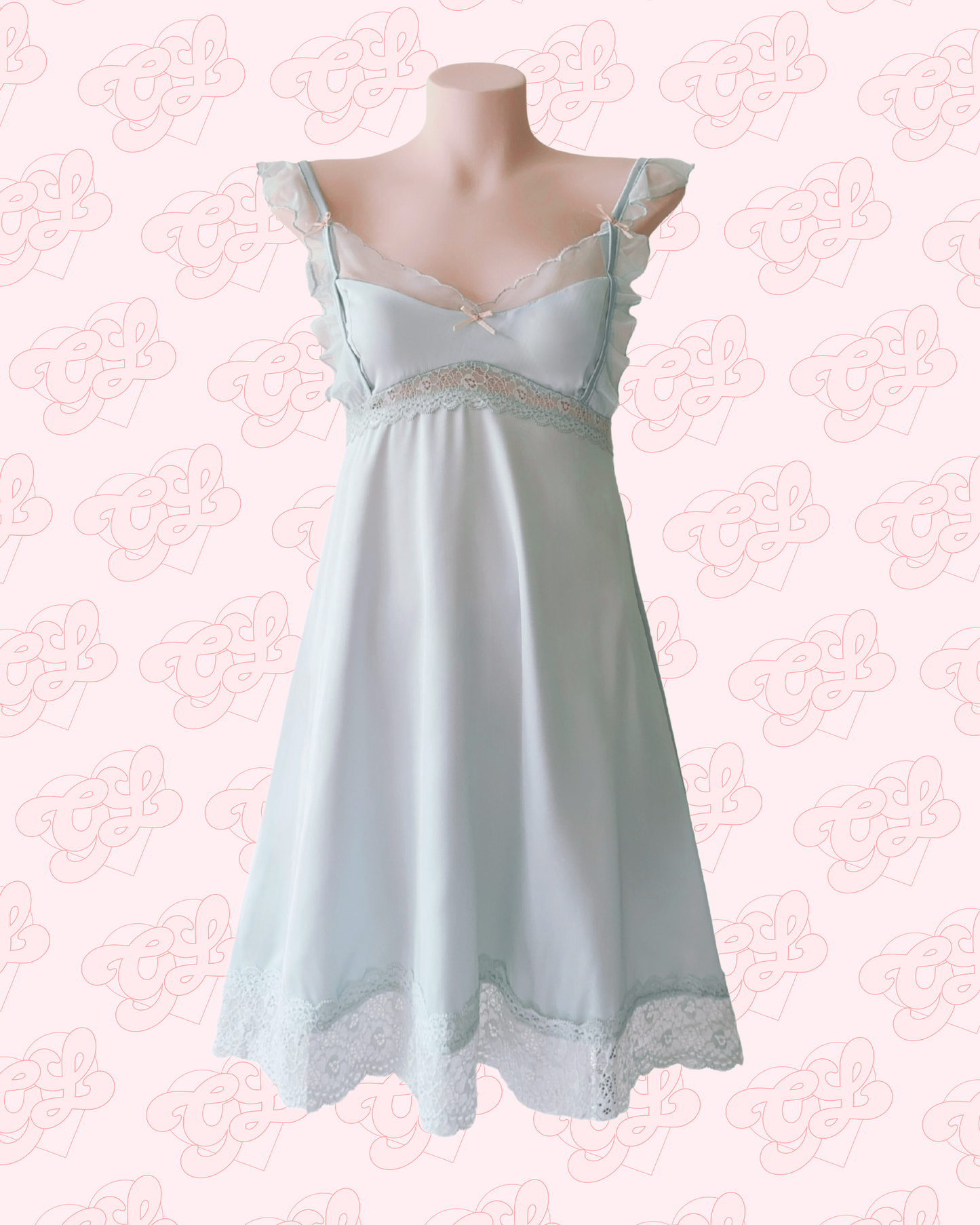 Baby Powder Satin Nightie in Blue