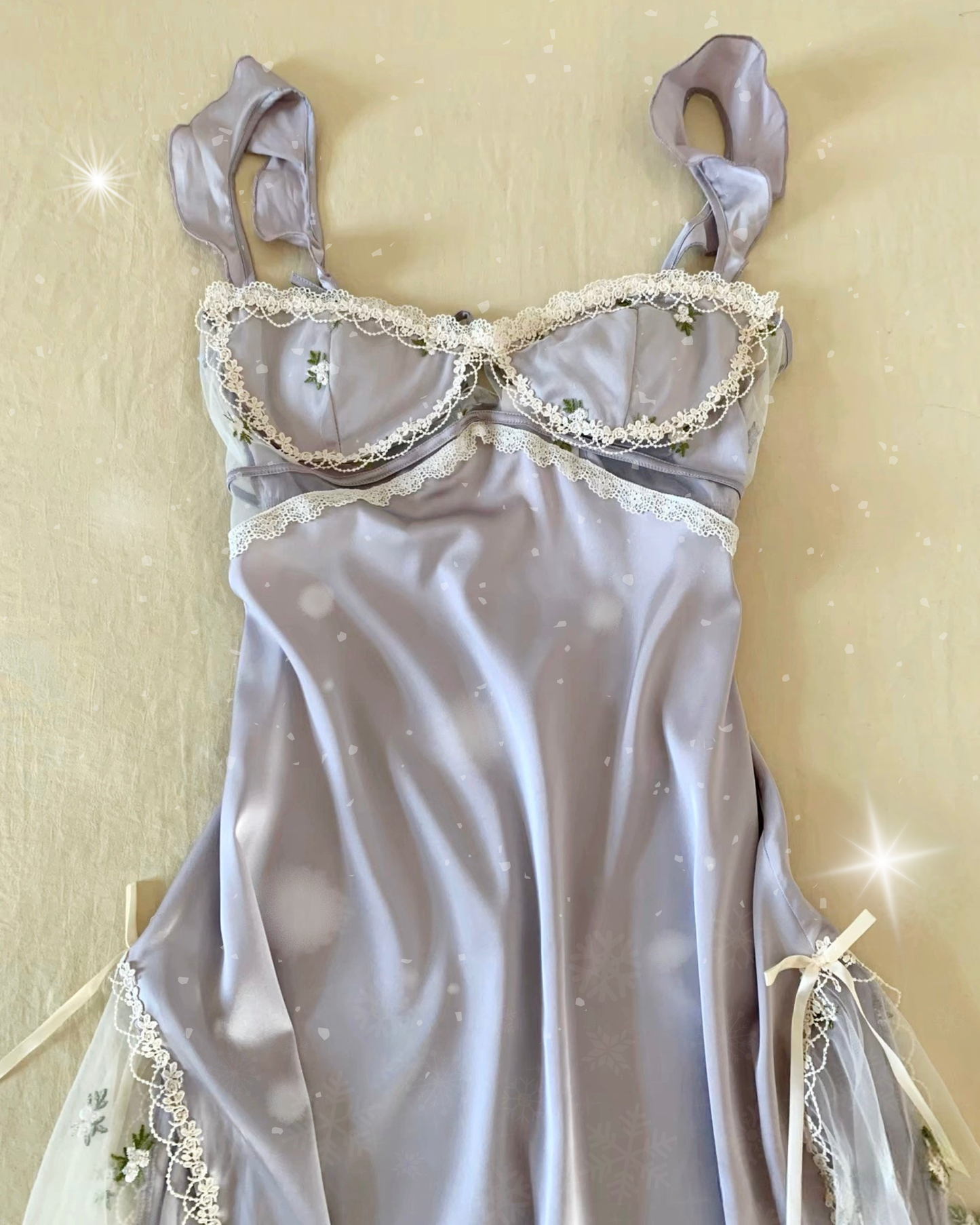 Odette Floral Embroidery Nightie in Purple