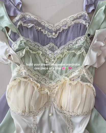 Athena Lace Nightie in Sage Green
