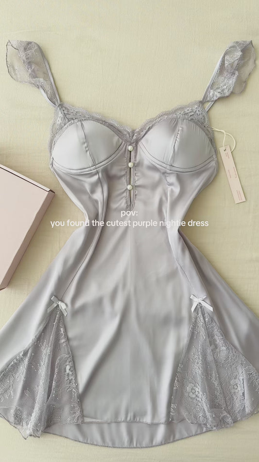 Juliet Satin Nightie in Purple
