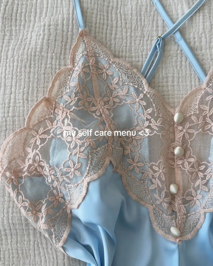 Bethany Lace Nightie in Sky Blue