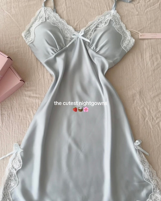 Lisette Satin Nightie in Baby Blue