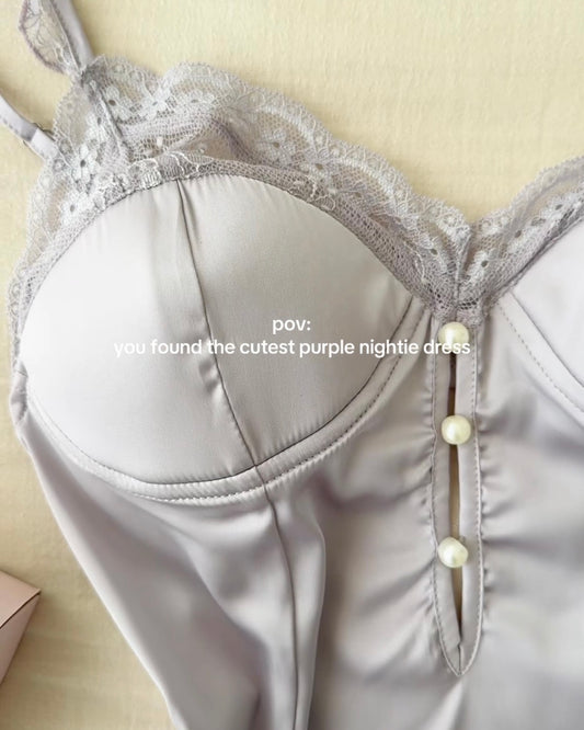 Juliet Satin Nightie in Purple