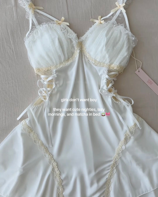 Maisie Satin Nightie in White