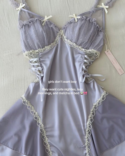 Maisie Satin Nightie in Purple
