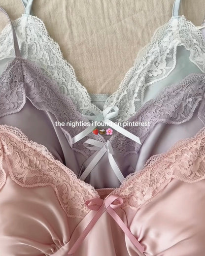 Lisette Satin Nightie in Baby Blue