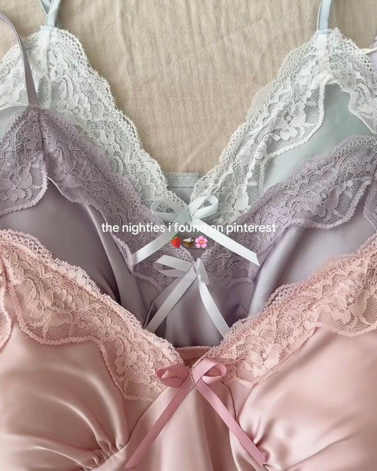 Lisette Satin Nightie in Baby Blue