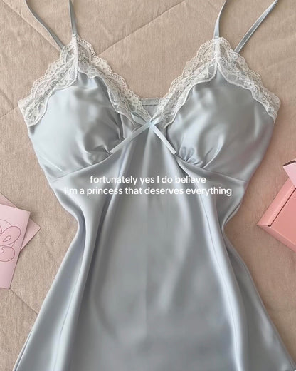 Lisette Satin Nightie in Baby Blue