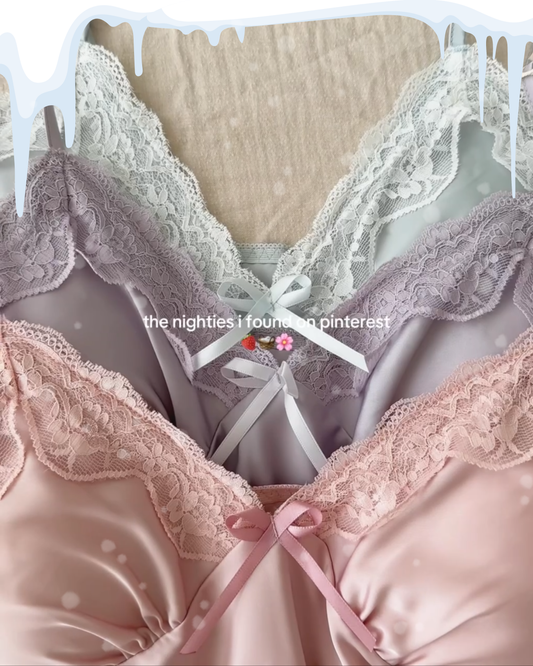 Lisette Satin Nightie in Baby Blue